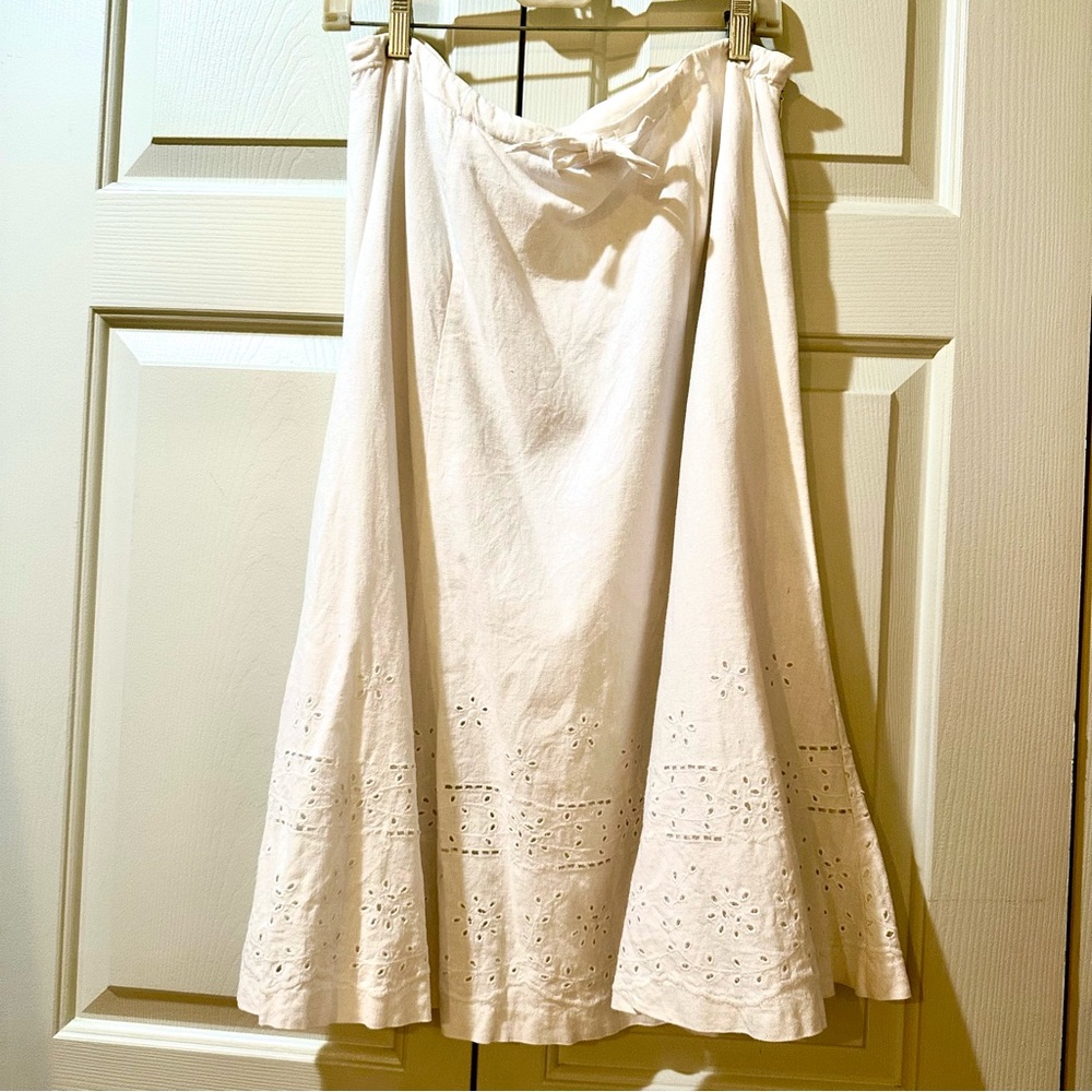 Carole Little Linen White Eyelet Skirt Size 12